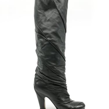 Maison Margiela Ruched Leather Heeled Boots