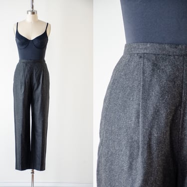 high waisted pants | 90s vintage Calvin Klein dark gray wool cashmere dark academia trousers 