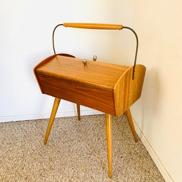 Mid Century Danish Sewing Box Table 