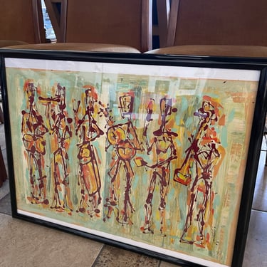 Mid Century Abtract Oil Painting Signed R. Lozano Jr., ’65