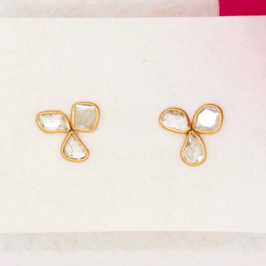 River Song | Golden Diamond Slice Floret Stud Earrings