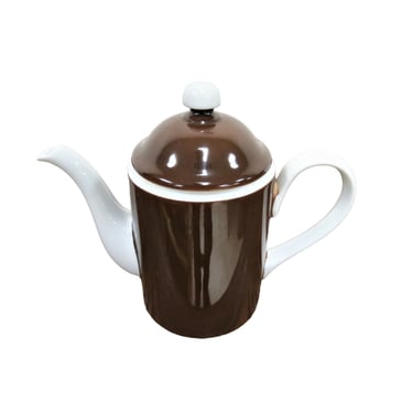 Fitz And Floyd Teapot or Coffee Pot - Mandarin Crest Brown And White 