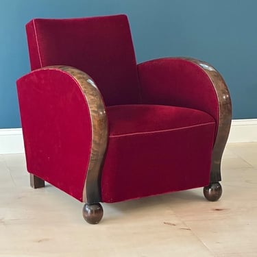 Pair of 1930s Art Deco Mohair Club Chairs