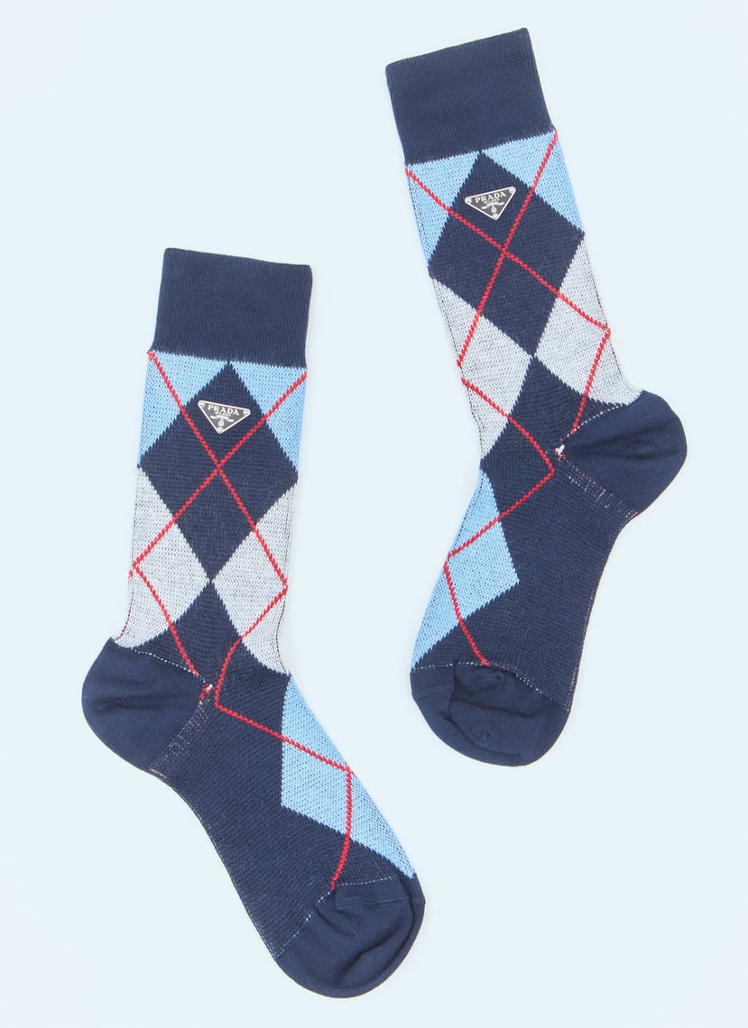 PRADA お洒落 ソックス コットン 上品 アーガイル ロゴ Argyle Prada Women Argyle Socks | Luosophy | San Diego, CA