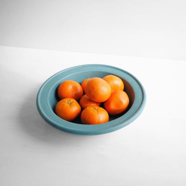Vintage Turquoise Ceramic Serving Bowl, Bennington Potters of Vermont Rimmed Serving Bowl #1968 