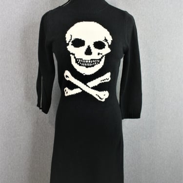 Skull - Betsy Johnson - Sweaterdress  - Black /White - Sexy - Punk - Halloween 