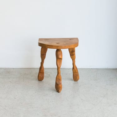 Whimsical Vintage Stool with Wooden Shoes