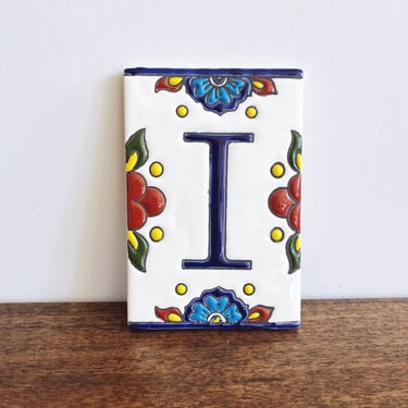 Vintage Mexican Talavera Ceramic “I” Tile 