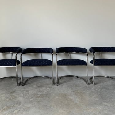 Mid-Century Anton Lorenz for Thonet - Style Chrome Dining Chairs - Set of 4 