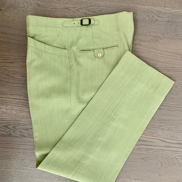 Pale green 1960s vintage flat front trousers-size 32 