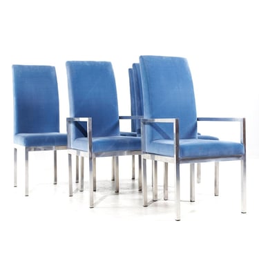Milo Baughman Style Design Institute of America Mid Century Chrome Dining Chairs - Set of 6 - mcm 