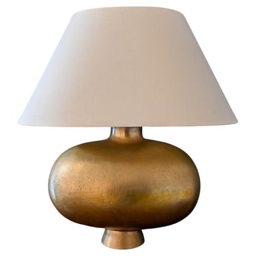 Robert Kuo for McGuire 24K Hammered Gold Plated ‘Cocoon’ Table Lamp, ca. 2000