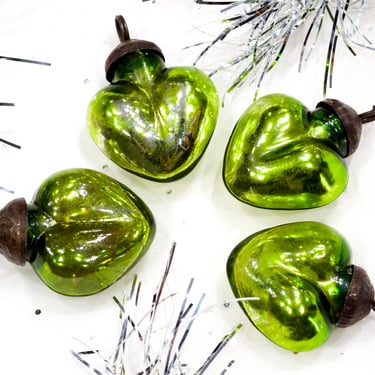 VINTAGE: 4pc Small Aged Mercury Glass Heart Ornaments - Heart Pendants - Kugel Style Christmas Ornaments - SKU 30-406-00032522 