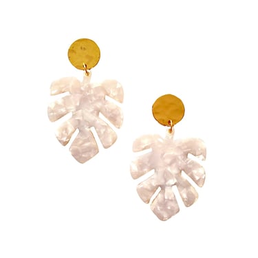 Sample Sale White Monstera Earrings