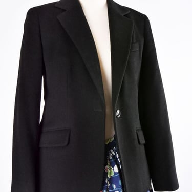 100% CASHMERE Bloomingdale's Black Blazer Jacket 6P Vintage MINT 