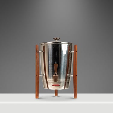 Mid-Century Modern Space Age Coffee Pot / Percolator / Server in Chrome and Teak by Regal, USA, c. 1960s 