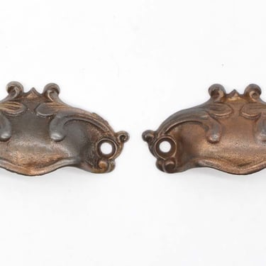 Pair of Antique 3.125 in. Victorian Cast Iron Bin Drawer Pulls