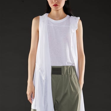 Long Asymmetric Jersey Hooded Vest in BONE, KHAKI or COAL