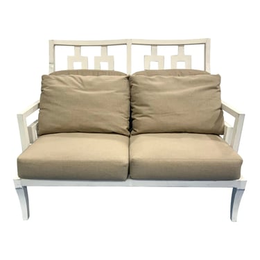 Lane Venture and Baker Modern White and Beige Outdoor Loveseat