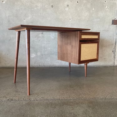 Mid Century Modern Style Walnut Wood Desk - HOLD