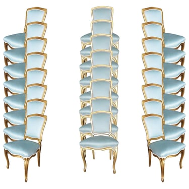 24 Louis XVI-Style Hollywood Regency Dining Chairs, circa 1950 