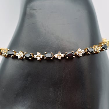 90's Ross-Simons sapphires & CZ's 925 vermeil bracelet, floral sterling silver bling bracelet 