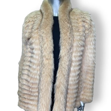 Vintage Fur Jacket Womens Medium Beige Soft 