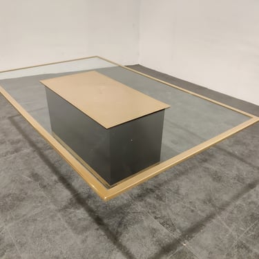 Vintage etched brass coffee table by Ricco D, 1970s -  brass coffee table - etched brass coffee table - signed coffee table 