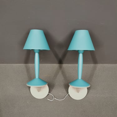 Set of 2 Floss Miss Sissi blue Wall Lamps, Designed by Philippe Starck, made in 90's 