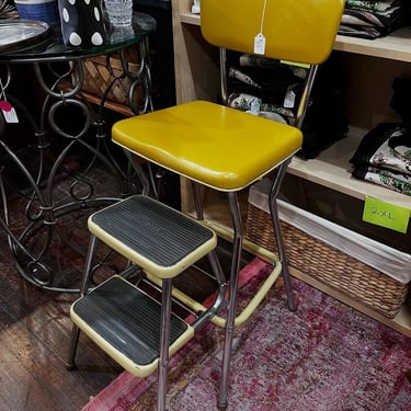 Mustard yellow kitchen seat/step stool! 14.5” x 15” x 34” seat height 23.5” 