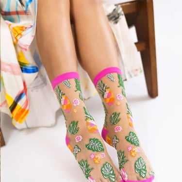 Tropical Pineapples Sheer Sock