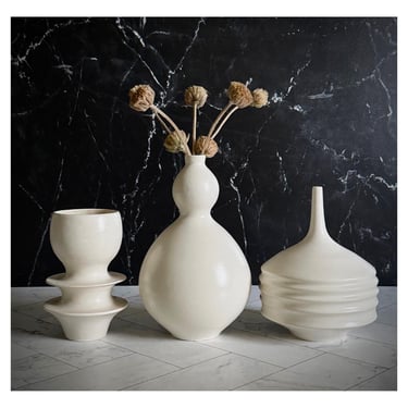 SHIPS NOW - 3 Handmade Ceramic Stoneware Bud Vases in Clean White Matte - artisan made minimal studio ceramics white vase for flowers 