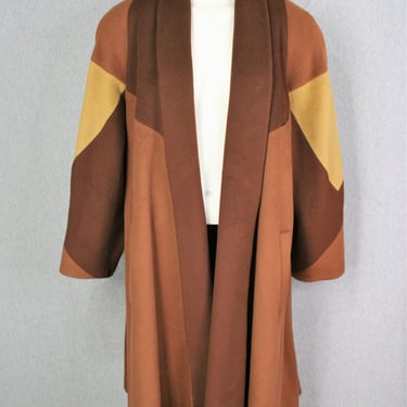 Swing Coat - Wool - Color Blocked - Circa 1980s mimics the 40's 