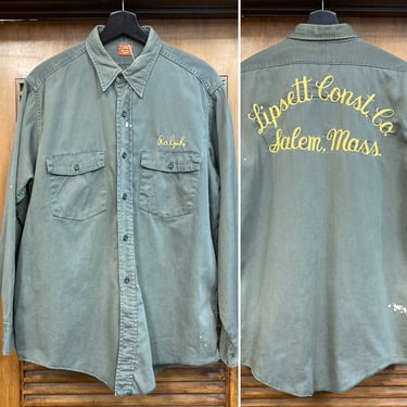 Vintage 1950’s “Dickies” Chainstitch Twill Workwear Construction Shirt, 50’s Workwear, 50’s Shirt, Vintage Top, Vintage Clothing 