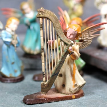 1950s Angel Orchestra | Complete Set of 8 Vintage Angel Figurines for Christmas Decor in Original Box | Made in Hong Kong | FREE SHIPPING 