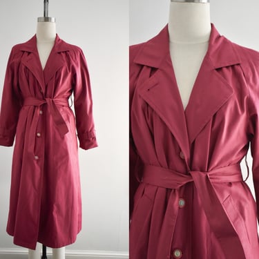 1980s London Fog Burgundy Trench Coat with Zip-In Lining 