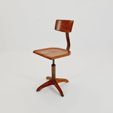 Bauhaus swivel office chair in solid wood By Ama Elastik model 364, 1930s 