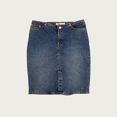 (28") Low Rise Denim Midi Skirt