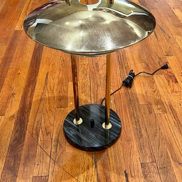 Majestic Brass , Glass & Marble postmodern UFO Table Lamp