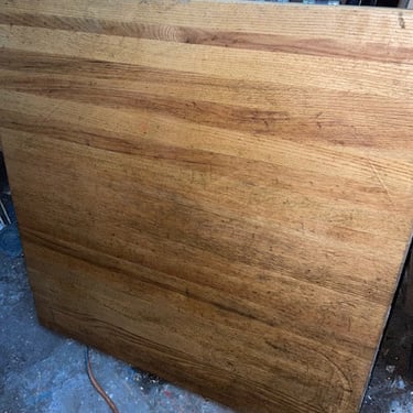 Butcher block table top 37x38" plus 7" pop outs on each side to make round table