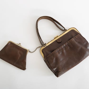 Vintage 70s brown leather purse 