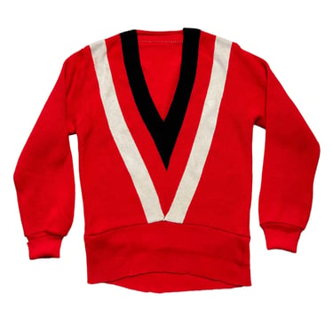 Vintage 1960s Orlon MOD STYLE V-Neck Sweater ~ size S ~ Preppy / Ivy League / Trad ~ 
