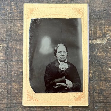Antique Spirit Tintype of Ghost Appearing Above Sitter - Civil War Soldier?  - Rare 19th Century Collectible Photography - Old Spiritualism 