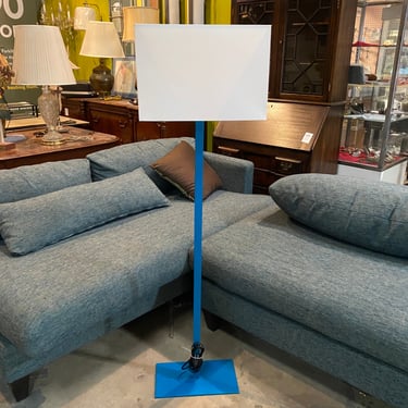 CB2 'John' Turquoise Floor Lamp with Rectangular Shade (2 Available)