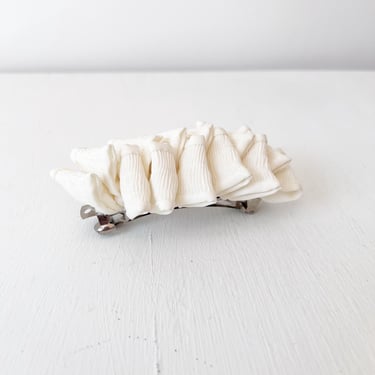 Vintage White Ruffle Hair Clip Barrette 80s / Coquette Girl / Cottagecore / 1980s Revlon Ribbon 