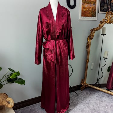 Vintage Heba Tex Burgundy Robe Made in Egypt 