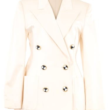 Escada Cream Checkered Button Blazer