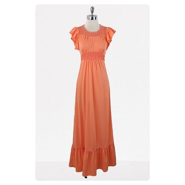 vintage 70's ruffle maxi dress (Size: S)