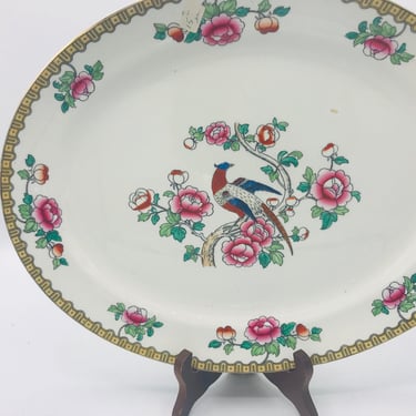 Antique F Winkle & Co Whieldon Ware Smooth "Pheasant" 14.5" Platter, Antique Whieldon Ware Pheasant, Pheasant  Large Turkey Platter 