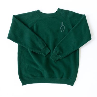 Embroidered Buzz Off Sweatshirt in Forest Green